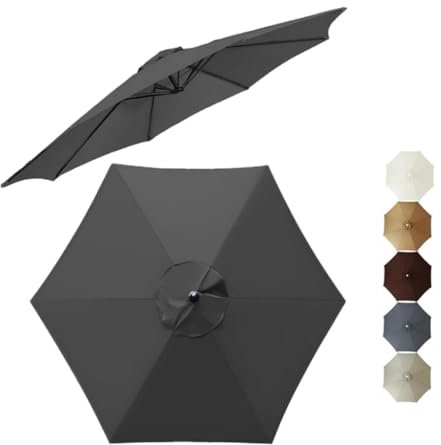 Eqvexd Sombrilla de Repuesto for Patio, 8 Varillas, for Exteriores, jardín, césped, terraza y Piscina.(Dark Gray,2.8m/8 Ribs)
