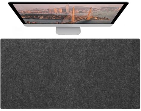 100x50cm Große Filz-Schreibtischunterlage, Rutschfeste Tastaturunterlage, Schreibtischzubehör für Zuhause und Büro(Black Gray,60x30cm)