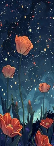 ZHUMUTO Diamond Painting Erwachsene Groß XXL 60x160cm Tulpen Nacht | 5D Diamant Painting Bilder Blumen Sternenhimmel, DIY Diamant Malerei Set mit 5 Werkzeugsets, Florale Wanddeko