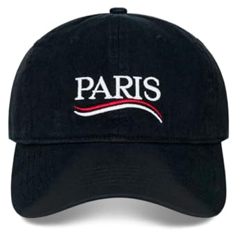 COTIDI Schirmmütze für Herren und Damen, Paris, bestickt, 100 % Baumwolle, Baseball, verstellbar