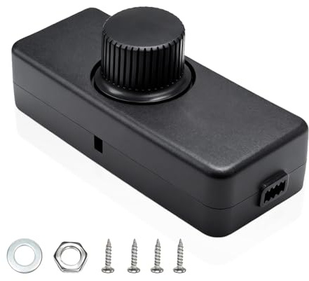 HUAREW Variateur de Lumiere LED, AC 220-240 V/50 Hz Variateur d'intensité LED, 3-100W Gradateur pour lampes (Noir)