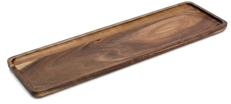 Dekotablett aus Akazienholz Natur - 60 x 15 cm - Kerzenteller aus massivem Holz - Kerzentablett Holztablett Kerzenbrett Tisch Deko für Weihnachten Advent Hochzeit Geschenke Dekoration