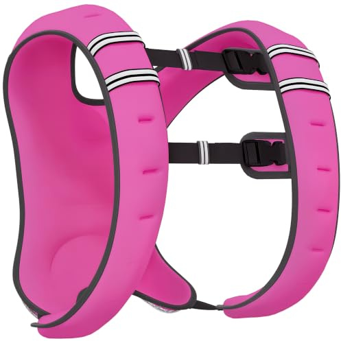 HOMCOM Gilet lesté respirant 8 kg avec poche de rangement et bretelles, gilet avec poids en tissu Oxford, métal et sable, 40 x 35 cm, rose