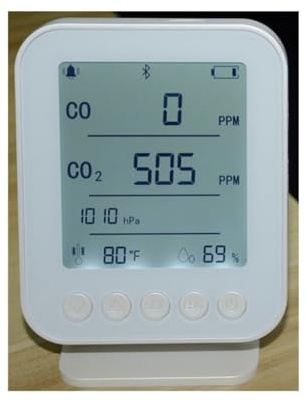 Air Quality Monitor Smart Home Air Quality Monitor CO2 CO Humidity Temperature Pressure Sensor with 5 in 1 Multifunctional Smart APP Control(Bianco)