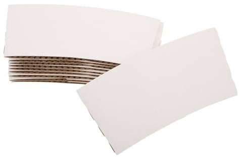 LALADEFIEE 60pcs White Paper Coffee Cup Sleeves for Hot Drinks, Lightweight and Portable Corrugated Cardboard Insulator Fits 6.8-13.5 Oz Cups, for Commutes on The Go