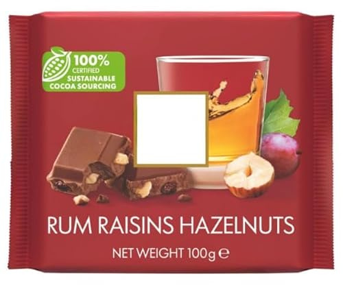 Rum Raisins Hazelnuts Chocolate Bar 12 x 100G Delicious And Tasty A symphony of flavors For All Occasions