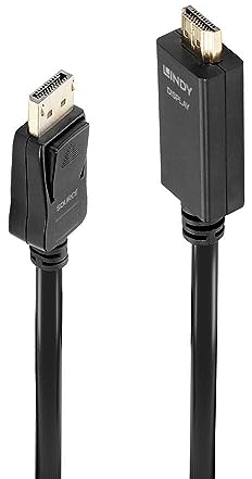 Lindy - Cavo DisplayPort HDMI 1.4, 1 Metro, Cavetto Display Port 1.2 4K 4096x2160@30Hz 10.2G | Compatibile con TV, OLED, Monitor, Xbox, Gaming, PC, PS4, PS5, Blu-ray, Soundbar - Garanzia 2 Anni