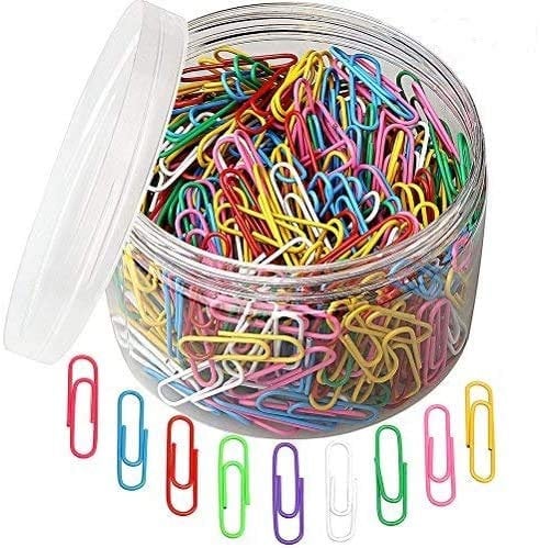 kuou 500 Pcs Coloured Paper Clips, Plastic-Coated Metal Paperclips Paper Clips Clamps with Box for Office School Stationery Document, Small Paper Clips(33mm, Assorted Color)