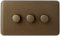 Schneider Electric Lisse Screwless Deco - 3 Gang Universal 2 Way Dimmer Light Switch, 250W/VA, GGBL6032CMBS, Mocha Bronze