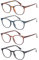 Kerecsen 4 Pack Retro Round Reading Glasses Men Women Spring Hinges Lightweight Quality Readers (0.75, 4 Pack Mix Color)