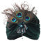 BABEYOND Damen Turban Hut mit abnehmbarer Kristall Brosche 1920s Retro Feder Turban Hut Gatsby Accessoires (Dunkelgrün)