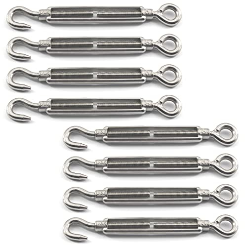 M5 Spannschloss 304 Edelstahl Spannschloss Haken und Auge Spannschloss Drahtseilspannung (8 Stück)