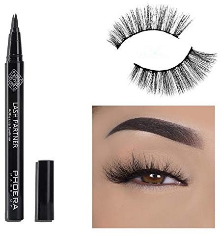 AquaPurity PHOERA 9D Synthetic Mink Lashes & Adhesive Eyeliner Kit Reusable up-to 30 times Self-Adhesive Magic Eyeliner Pen With Waterproof No Glue Needed Lashes Set (MIAMI)