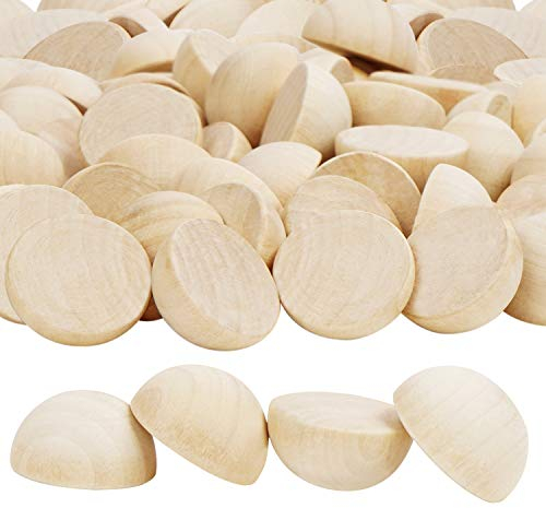 Belle Vous Medias Bolas de Madera Natural Sin Acabado (Pack de 100) Medias Esferas de 25 mm – Set Medias Bolas Redondas – Insumos Manualidades, Hacer Joyas y Decoraciones de Navidad