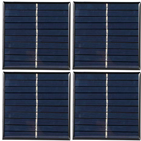 Mini panel solar de 4 piezas, sistema de módulo impermeable de 5 V 0,8 W, cargador de celda de epoxi solar de polisilicio para el hogar, jardín, proyectos de bricolaje, juguetes, accesorios de
