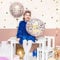 Folienballon Happy Birthday 35cm rund Blumen Schriftzug Helium Luftballon Kindergeburtstag Garten