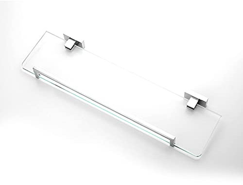 HPLL Regal aus Gehärtetem Glas Quadratisches Badezimmerregal mit Schienenwandmontage Edelstahl 304 Poliert Fertig wandregal aus Glas