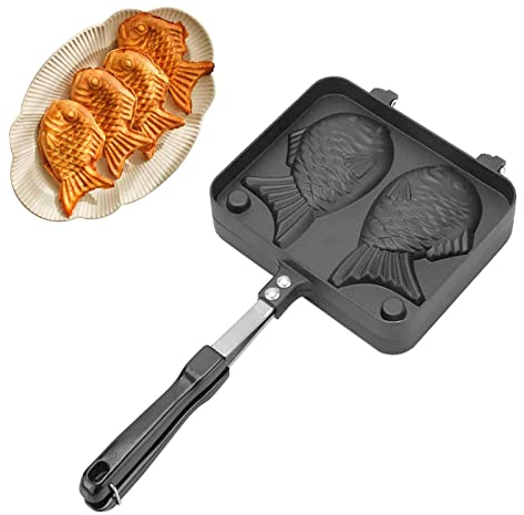 Tomotato Taiyaki Pfanne, Antihaft Waffeleisen Backform, Aluminium Fischform Pfannkuchen Doppelpfanne, Kuchen Bakeware für Kindergeburtstage, Ostern oder Weihnachten (36.5x18x14cm)