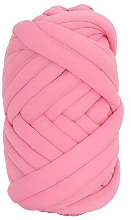 Trintion Hand-Knitted Super Chunky Yarn 25m for Arm Knitting - DIY Hand Roving Cotton-Polyester Mix for Blankets, Scarves, and Sweaters (Pink)