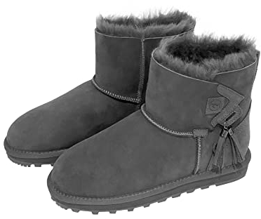 Rohn Moden Lammfell Boots Stockholm für Damen, Winterstiefel echtes Schaffell, warme Schneeschuhe mit EVA-Sohle in grau (grau, EU Schuhgrößensystem, Erwachsene, Damen, Numerisch, M, 36)