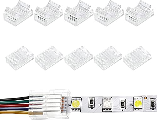 UYUYong 10Stück 5-poliger LED-Streifen-Anschluss 10mm Led-streifenverbinder RGBW LED-Streifen auf Drahtverbinder für IP65 LED Streifen Ohne Löten Mehrfarbige LED-Lichtstreifen Verbinder