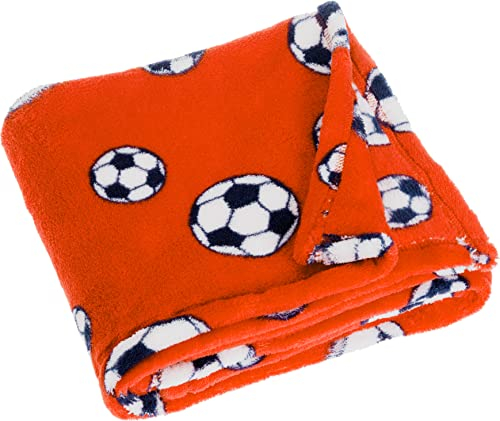 Baby und Kinder Fleece-Decke Fußball, vielseitig nutzbare Kuscheldecke für Jungen und Mädchen, 75 x 100 cm