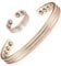Dreifarbiges goldfarbenes reines Kupfer-Armband und Kupferringe für Frauen, magnetisches Kupfer-Schmuckset, Geschenk-Set für Frauen, 17 cm, Kupfer
