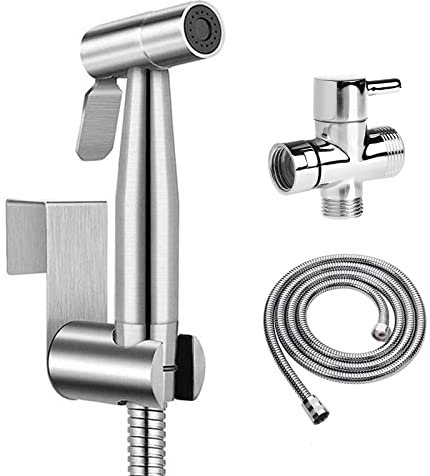 Handheld Toilet Bidet Sprayer Set Kit Spray Attachment with Hose for Feminine Wash Stainless Steel Hand Bidet Faucet for Bathroom Hand Shower Head Self Cleaning