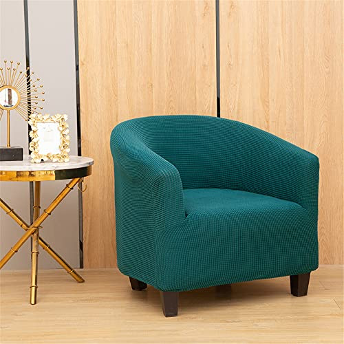 Highdi Jacquard Sesselschoner Sesselüberwurf mit Elastisch Husse, Club Chair Einsitzer Schonbezug Sofabezug mit Hoher Dehnung Sessel für Clubsessel Loungesessel Cocktailsessel (2 Stück,Pfauenblau)