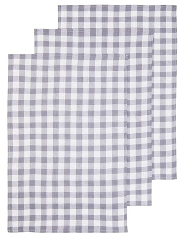 Premier Housewares Efficient Set Of Three Grey And White Tea Towels | Ultra Absorbent Kitchen Tea Towels For Kitchen | Pure Super Soft Cotton Tea Towels Pack For Breakfast