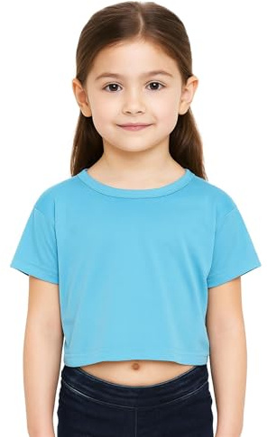 A2Z 4 Kids Girls Crop Top Plain T Shirt Casual Summer Outfit Set | Soft Comfortable Cotton Crop Top for Everyday Summer Wear Ages 5-13