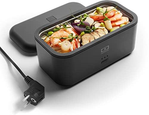 monbento - MB Warmer Onyx - Lunch Box Chauffante Electrique - Gamelle Chauffante - Bento Chauffant - Idéale pour le Travail/Bureau/Déplacement - Durable et Sûre - Noir