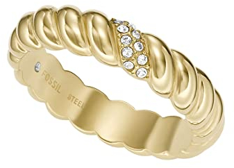 FOSSIL Ring Für Frauen, Breite: 4.8mm Gold Edelstahl Ring, JF04171710