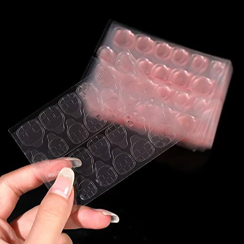 600Pcs Press on Nail Adhesive Tabs Waterproof, 25 Sheet Jelly Double Sided Adhesive Tabs Nail Glue Sticker, Nail Sticky Tabs Thin Breathable for Acrylic False Nails Manicure Tape (Pink)
