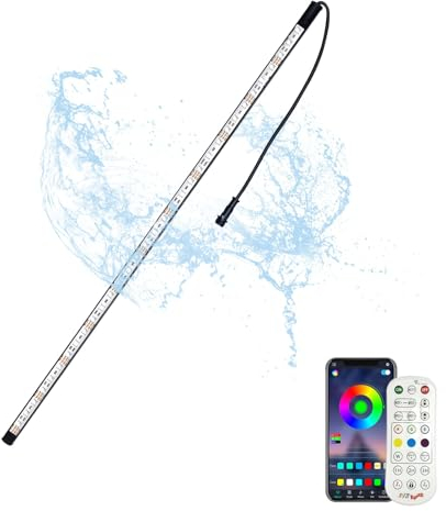 Longrun LED Strip, Pool Beleuchtung Unterwasser IP68 Wasserdicht, APP Control Teich Licht 7 Farben, LED Beleuchtungen Wasserfall mit Fernbedienung, für Aquarium Brunnen Bachlauf Schwimmbad-78.5cm