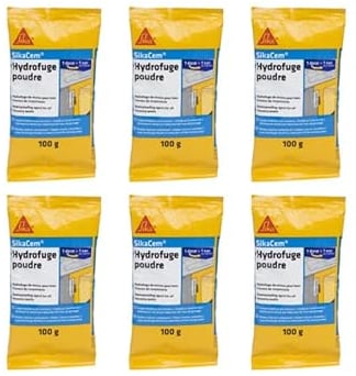 Lote de 6 aditivos impermeabilizantes para hormigón y mortero SIKA SikaCem Polvo Hidrofugante - 100g