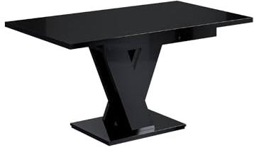 ALTDECOR Esstisch ausziehbar, ideal als Küchentisch, Esszimmertisch - oder Wohnzimmertisch, solide Konstruktion aus Möbelplatte, 120-160x80x75 cm - Hochglanz Schwarz - ASIV