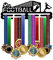 PH PandaHall Espositore per Medaglie di Calcio Porta Medaglie Calcio Porta Medaglie Ferro Massiccio con Viti Espositore per Medaglie Parete 3 Riga per Competizione Calcistica Champions League 40x15cm