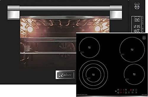 Kaiser Set EH 9309+KCT 6703, Forno da incasso 90 cm 105L vetro nero+piano cottura elettrico, 60 cm