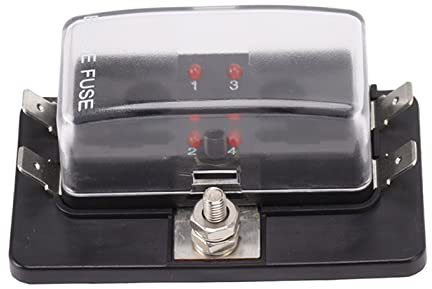 DC32 Sicherungsblock Flachsicherungskasten, LED Anzeige Sicherungsblock, Wasserdichter ATC/ATO Kastenblockhalter für Verschiedene 6 V, 12 V, 24 V Automobil (4-Wege)