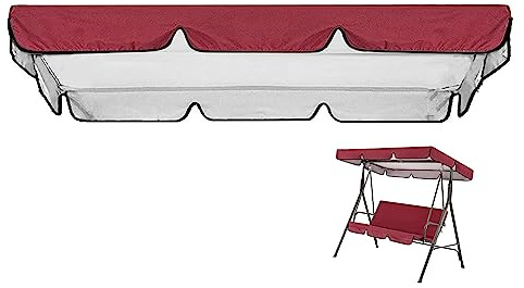 PJDDP Hollywoodschaukel Dachbezug,wasserdichtes Ersatzdach für Hollywoodschaukel 3 Sitzer,UV-Schutz Dach Gartenschaukel Bezug für Hollywoodschaukel/Hängematte,Rot,164X114CM/64X45IN