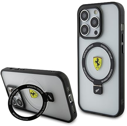 CG MOBILE Ferrari Magfit Ring Ständer Hülle für iPhone 15 Pro (Transparent)