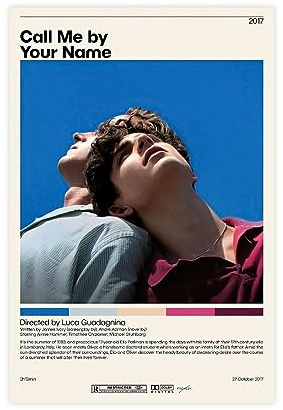 shitou Filmposter Call Me By Your Name, klassisches Retro-Filmposter, coole Wanddekoration, Kunstdruck, Leinwandposter für Zimmer, ästhetische Dekoration, Geschenke, Unrahmen: 30 x 45 cm