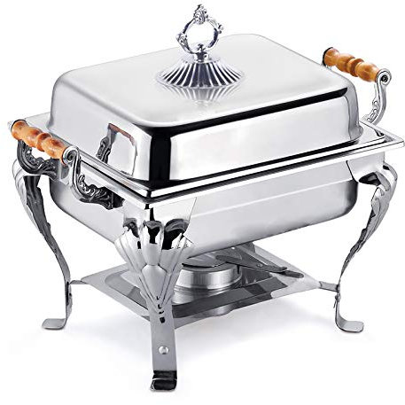 JINPRDAMZ Edelstahl Warmhaltebehälter, Speisenwärmer, 42x29x32cm, Silber, Passiv (z.B. Teelicht)