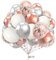 10 Inch Balloons Pack of 30 Silver, White & Rose Gold Balloons with Confetti for Birthday Parties, Weddings, Anniversaries & Celebrations