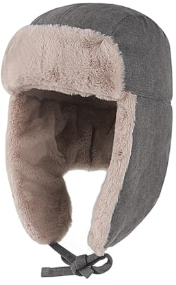 Gisdanchz Winter Hut Fliegermütze Russische Mütze Russen Uschanka Ushanka Chapka Kinder Frauen Russisch Russenmütze Wintermütze Wintermaske Russenmützen Trappermütze Mit Ohrenklappen Grau