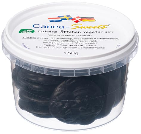 Canea Sweets Lakritz Äffchen | Mit Lakritz und Salmiaksalz | Für echte Lakritzfans | Vegetarisch | 150 g
