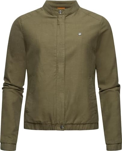 Ragwear Damen leichte Übergangsjacke Blouson Malawi Linen in Leinenoptik | Länge: hüftlang | Wärmegrad 1 von 3 – leicht | Gerader, lockerer Schnitt | Elastische Abschlüsse