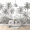 SPECUFX Papier Peint 3D Panoramique Cocotiers de la forêt tropicale humide noir et blanc 350x256cm Pour Salon Chambre Enfant Chambre Décoration Murale Moderne Poster Tableaux Photo Muraux