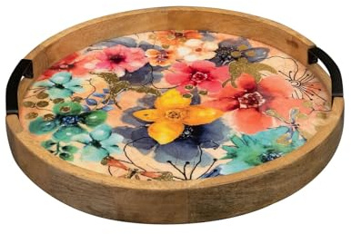 TS Collection - Tablett Sparkle Spring - 35x4 - Metall & Epoxy - Exklusive Haushaltswaren für den Innenbereich - Handgefertigt - Einzigartiger Druck - Entworfen von Lammie, 170095